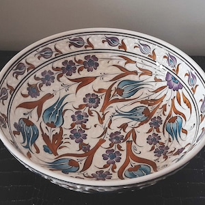 Turkish Handmade Ceramic Pottery Salad Bowl and Oil Bottles