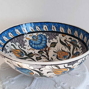 Turkish Handmade Ceramic Pottery Fruit Bowl Salad Bowl Decorative Bowl 26 cm (10.2&quot;) in Diameter