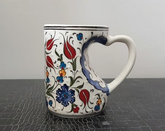 Turkish Handmade Ceramic Coffee Mug 11 cm of Height (4.3") Can be personalized