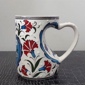 Turkish Handmade Ceramic Coffee Mug 11 cm of Height (4.3&quot;) Can be personalized