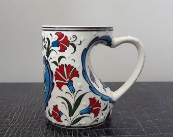 Turkish Handmade Ceramic Coffee Mug 11 cm of Height (4.3") Can be personalized