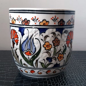 Handmade Ceramic Succulent Planter Pot: Kutahya Floral Design