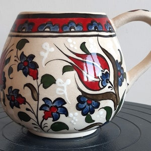 Turkish Hand Painted Ceramic Coffee Mug 9,5 cm of Length (3.7&quot;) Can be personalized