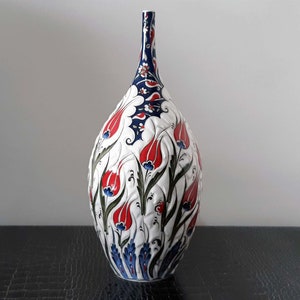 Turkish Hand Crafted Ceramic Pottery Teardrop Bottle 31 cm of Length (12.2&quot;)