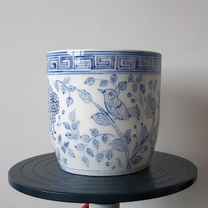 Handmade Ceramic Planter Pot, Succulent Planter Pot, Chinoiserie Pot, Blue and White Pot