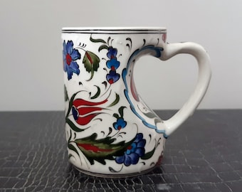 Turkish Handmade Ceramic Coffee Mug 11 cm of Height (4.3") Can be personalized