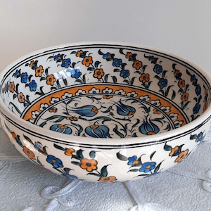 Turkish Handmade Ceramic Pottery Fruit Bowl 19 cm (7.5&quot;) in Diameter Mothers Day Gift