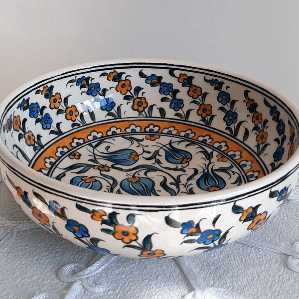 Turkish Handmade Ceramic Pottery Fruit Bowl 19 cm (7.5") in Diameter Mothers Day Gift