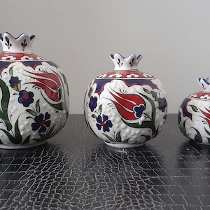 Handmade Ceramic Pomegranate Figurine Set Knick Knack Set