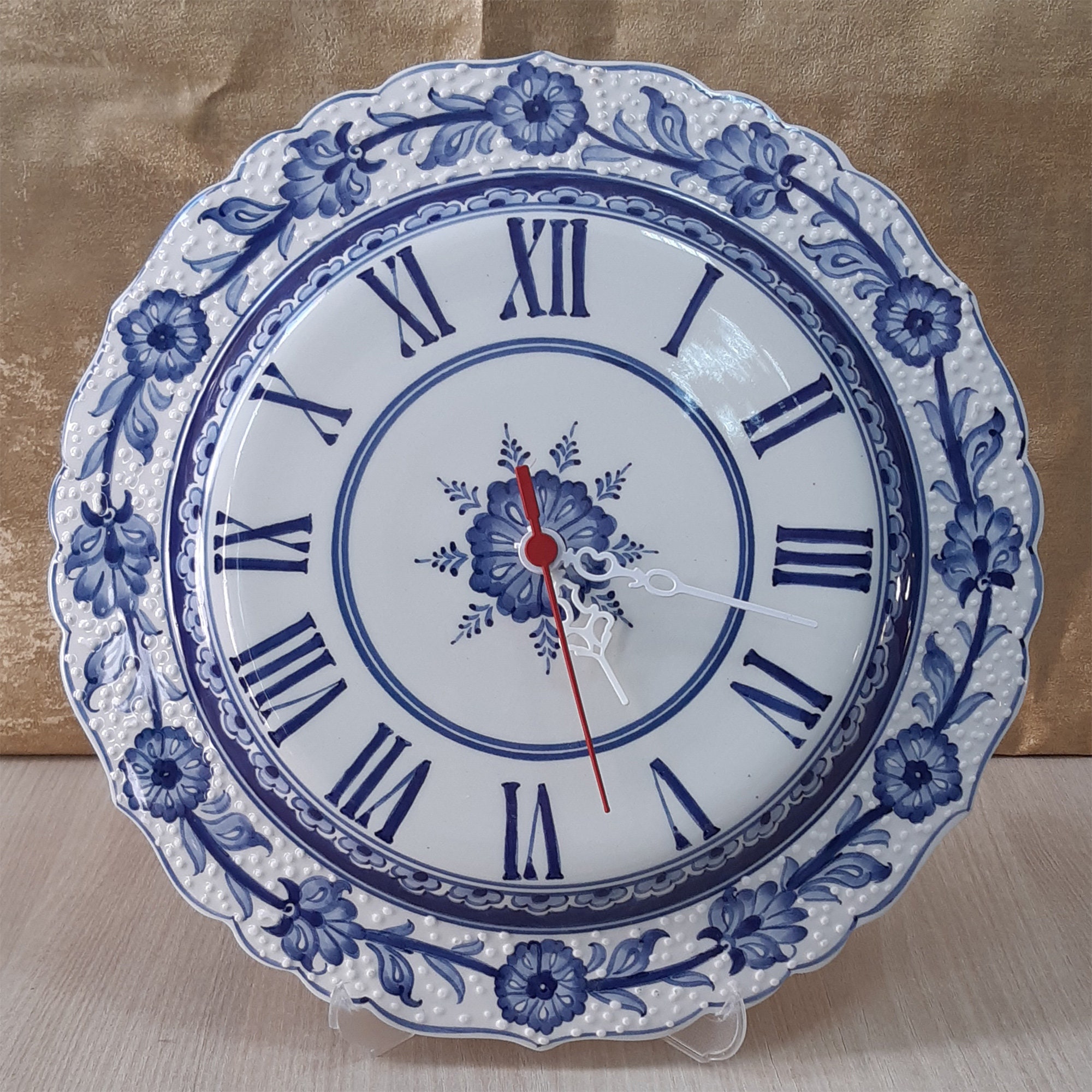 Handmade Ceramic Wall Clock 32 Cm in Diameter Wall Decor Etsy