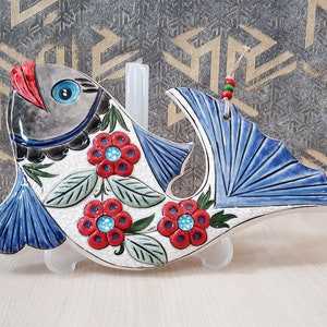Handmade Ceramic Wall Decor, Fish Decor, Handmade Ceramic Wall Art, 33 cm of Length