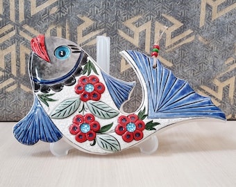 Handmade Ceramic Wall Decor, Fish Decor, Handmade Ceramic Wall Art, 33 cm of Length