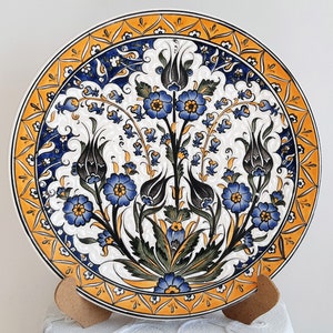 Handmade Ceramic Plate 30 cm in Diameter (12.2&quot;) Turkish Pottery Plate Wall Decor