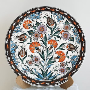 Handmade Ceramic Plate 30 cm in Diameter Service Plate (12.2") Turkish Pottery Plate Wall Decor