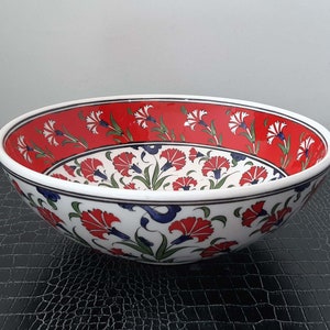 Turkish Handmade Ceramic Pottery Fruit Bowl Salad Bowl Decorative Bowl 26 cm (10.2&quot;) in Diameter