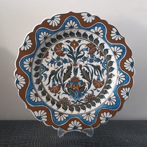 Turkish Hand Painted Ceramic Pottery Handmade Decorative Plate Serving Plate 30,5 cm Wall Decor