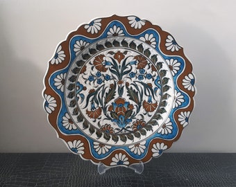 Turkish Hand Painted Ceramic Pottery Handmade Decorative Plate Serving Plate 30,5 cm Wall Decor