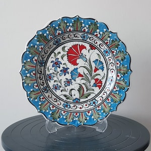 Turkish Hand Painted Ceramic Pottery Handmade Decorative Plate Serving Plate 18,5 cm Wall Decor