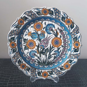 Turkish Hand Painted Ceramic Pottery Handmade Decorative Plate Serving Plate 26,5 cm Wall Decor