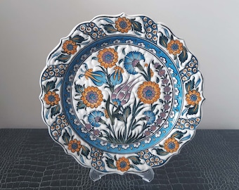Turkish Hand Painted Ceramic Pottery Handmade Decorative Plate Serving Plate 26,5 cm Wall Decor