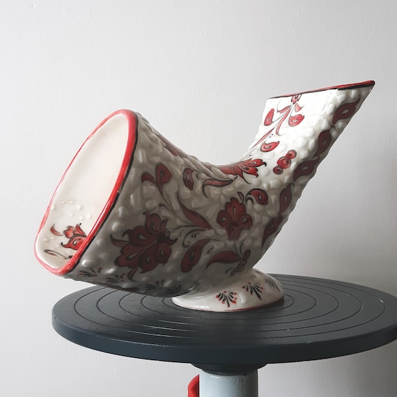 Handmade Ceramic Gramophone Speaker: Turkish Pottery Art Sound