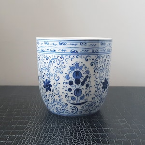 Handmade Ceramic Planter Pot, Succulent Planter Pot, Chinoiserie Pot, Blue and White Pot