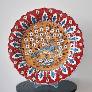 Turkish Hand Painted Ceramic Pottery Handmade Decorative Plate Serving Plate 30,5 cm Wall Decor