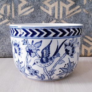 Handmade Ceramic Succulent Planter Pot: Blue and White Chinoiserie