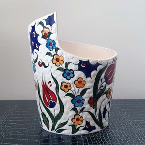 Handmade Ceramic Succulent Planter Pot: Floral Turkish Pottery