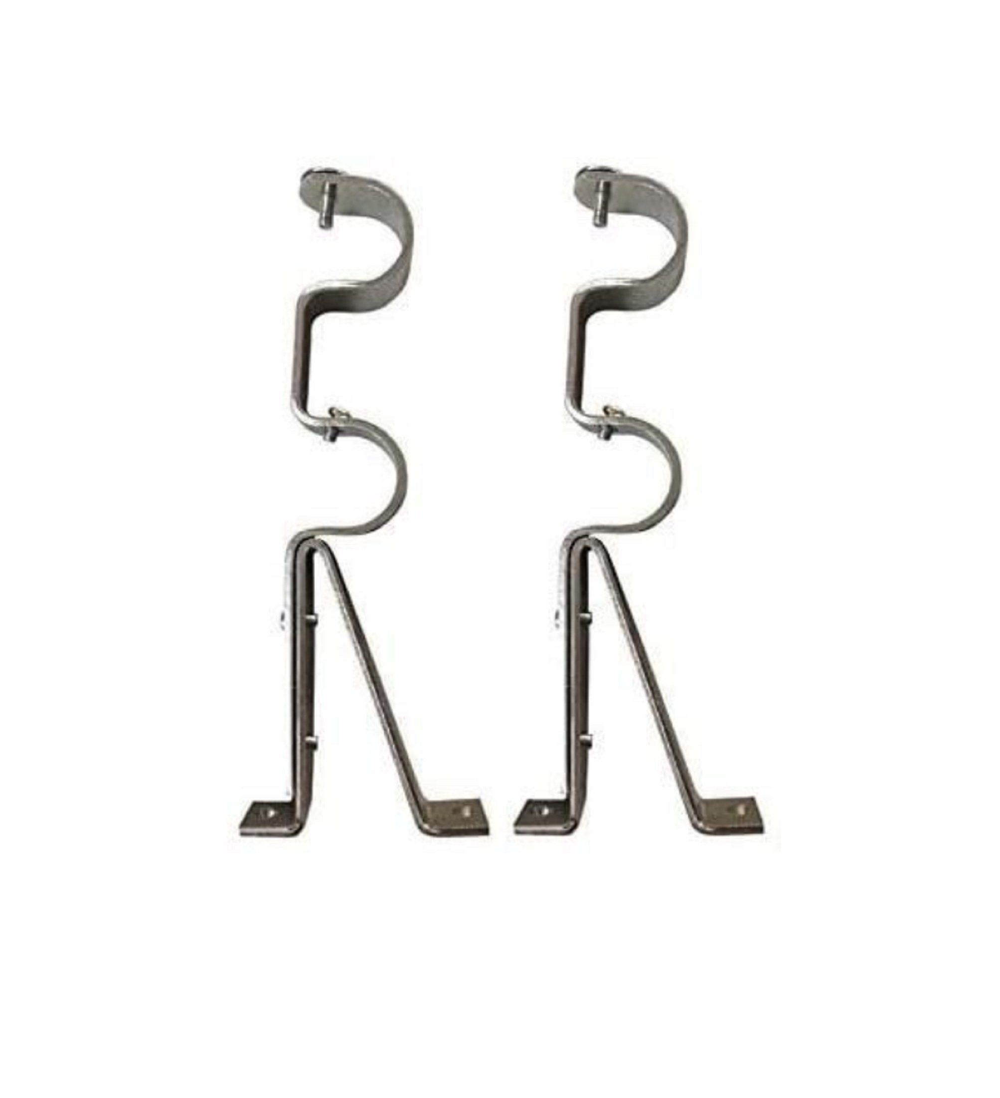 Tejatan Double Curtain Rod Brackets Also Known As - Double Drapery 4 Silver Tejatan Double Curtain Rod Brackets Also Known As - Double Drapery 4 Silver