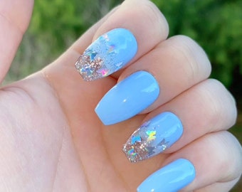 Baby Blue Nails Etsy