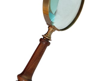 Magnifying Glass Antique Wooden Handle Magnifier Glass for Reading Book, Inspection, Coins, Rock, Hobby, Toy, Map