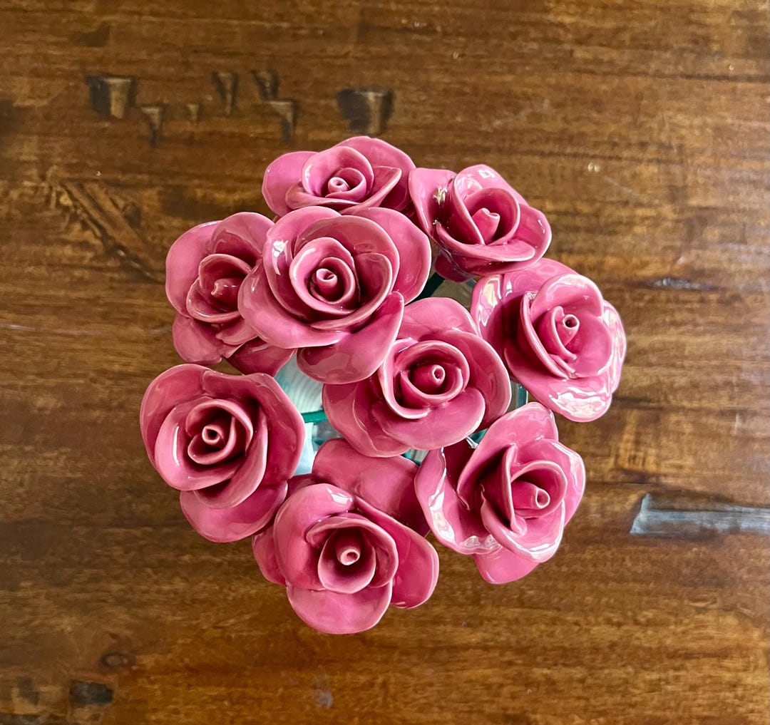 Beautiful Ceramic Roses on Stems - Etsy