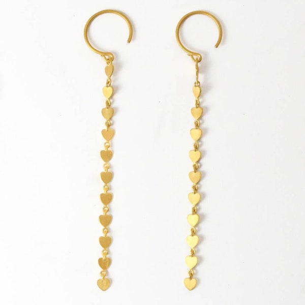 Eleven 11 heart sequins earrings,Marie Helene de Taillac style,22k yellow Gold Earwire Earring,gift for him,gift for her,rbgemsandjewellery