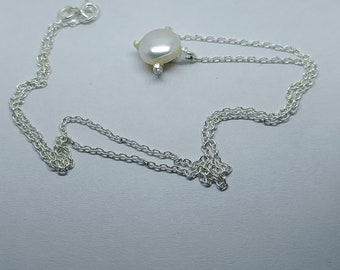 Collier avec pendentif perle, pendentif perle d'eau douce, collier de demoiselle d'honneur, produits délicats pour tous les jours, cadeau de Noël, bijoux pour femme, argent sterling 925