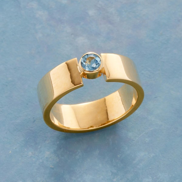 Peacemaker ring,Blue topaz ring,18 ct gold vermeil ring,925 sterling silver ring,handmade ring