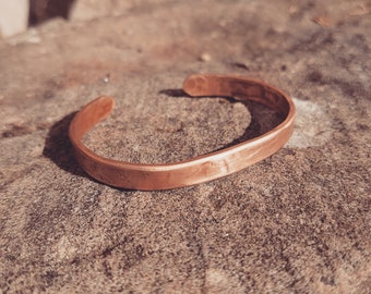 Handmade, Forged, Personalised, Flat ,Copper Bands