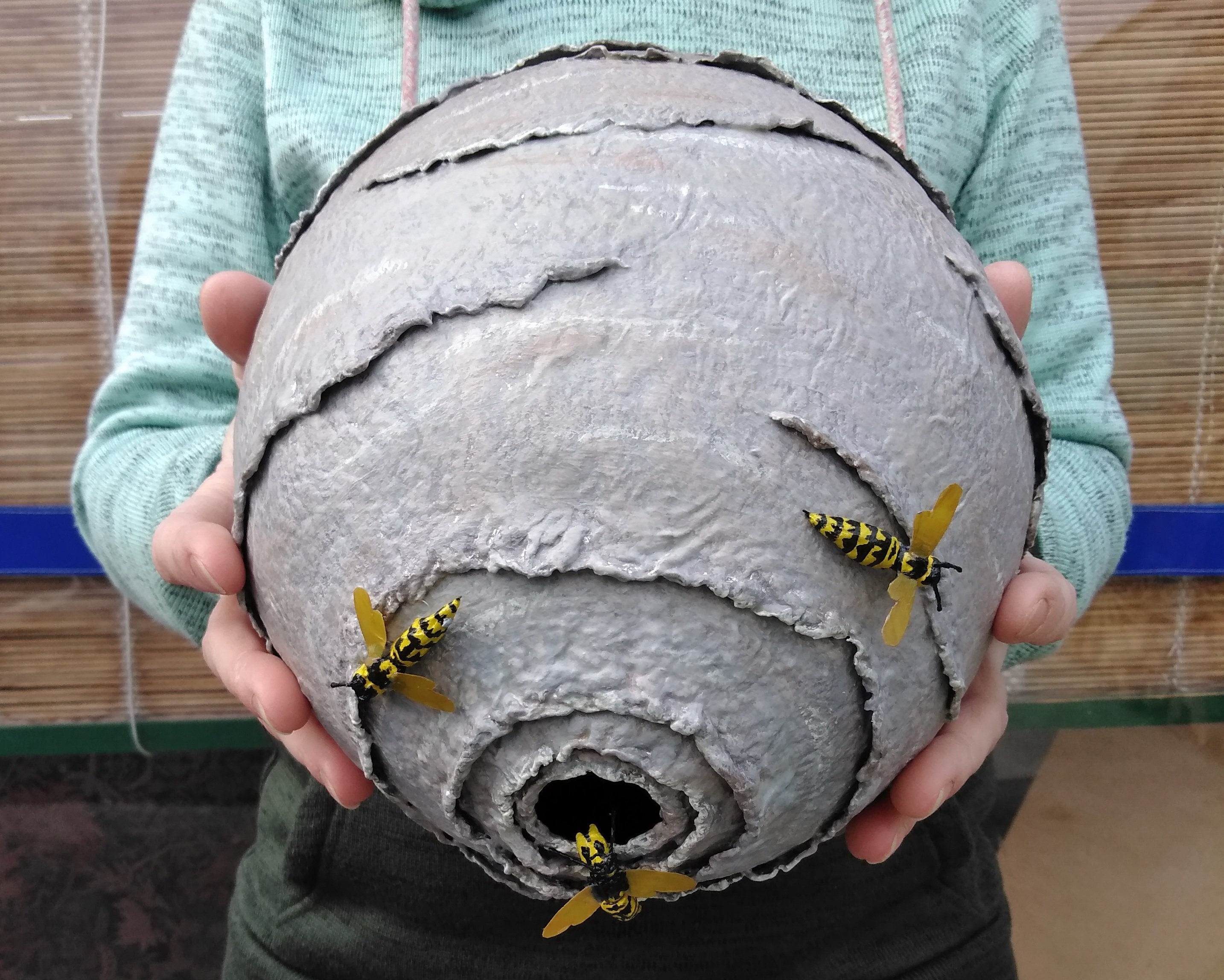 Wasp nest. Fake wasp nest. Papier mache. Pest control. Etsy