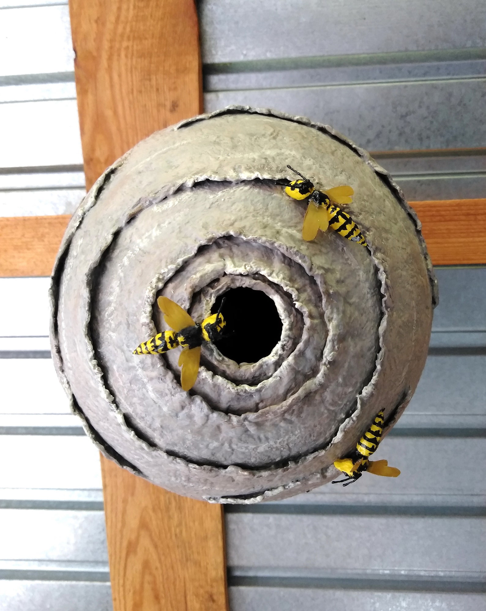 Wasp nest. Fake wasp nest. Papier mache. Pest control. Etsy