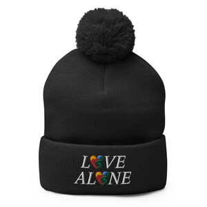 Embroidered Pom-Pom Beanie