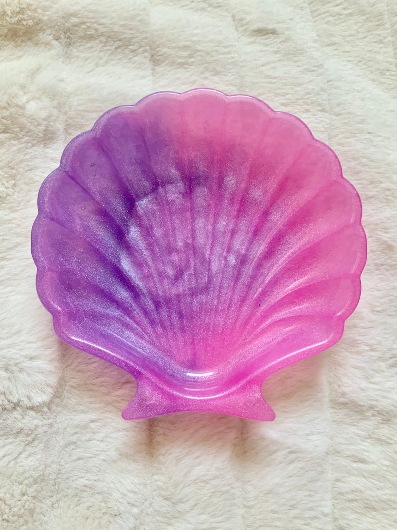 Pink and lilac shimmer seashell trinket dishsoap dish