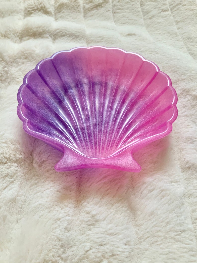 Pink and lilac shimmer seashell trinket dishsoap dish