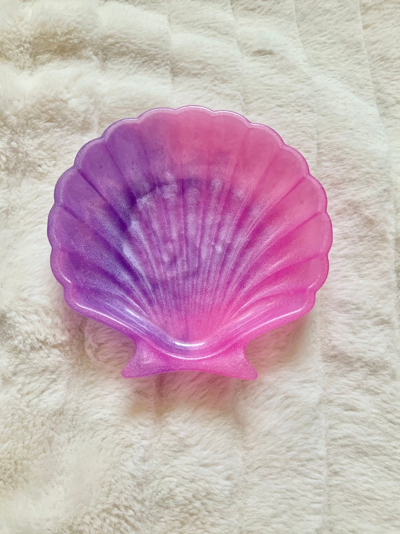 Pink and lilac shimmer seashell trinket dishsoap dish