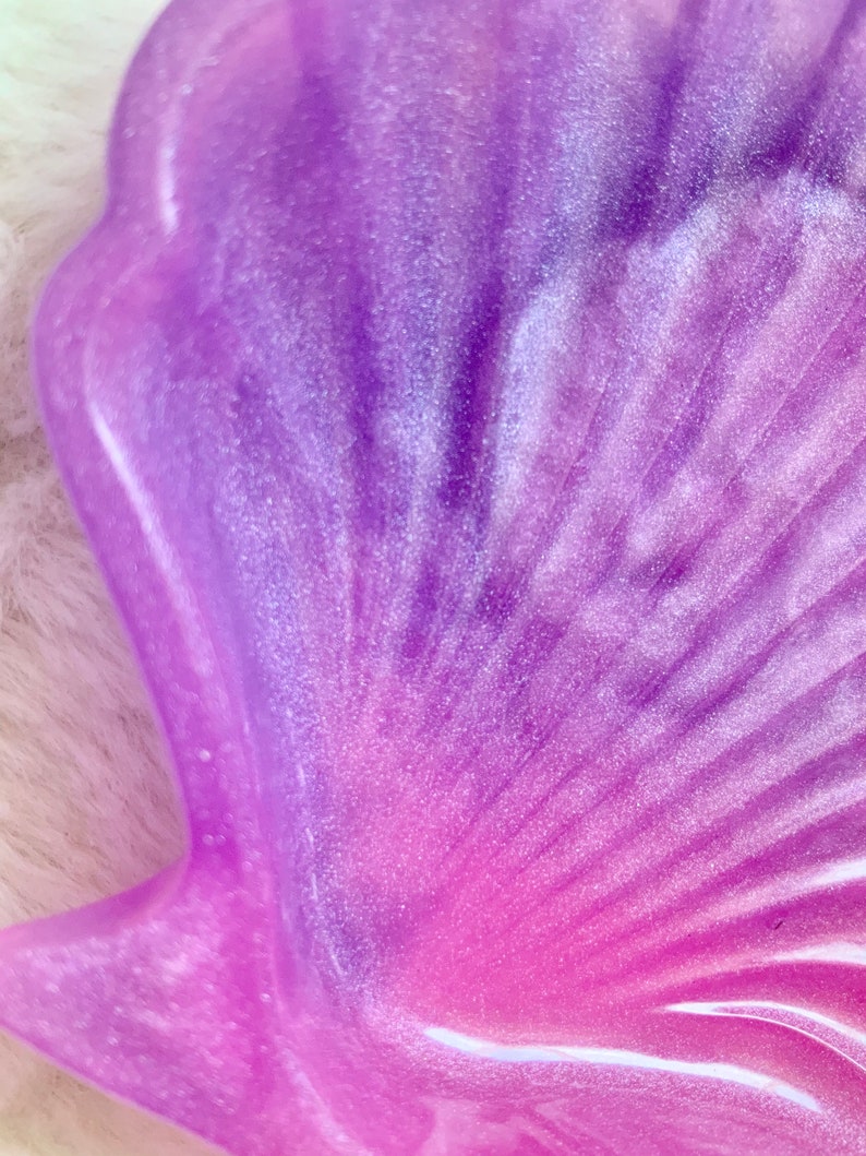 Pink and lilac shimmer seashell trinket dishsoap dish