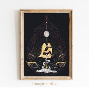 Arte tântrica / Pintura de arte do amante / Tântrico espiritual / Meditação do amor / Pôster para impressão de Shiva Shakti / Decoração de estúdio de ioga / Download digital