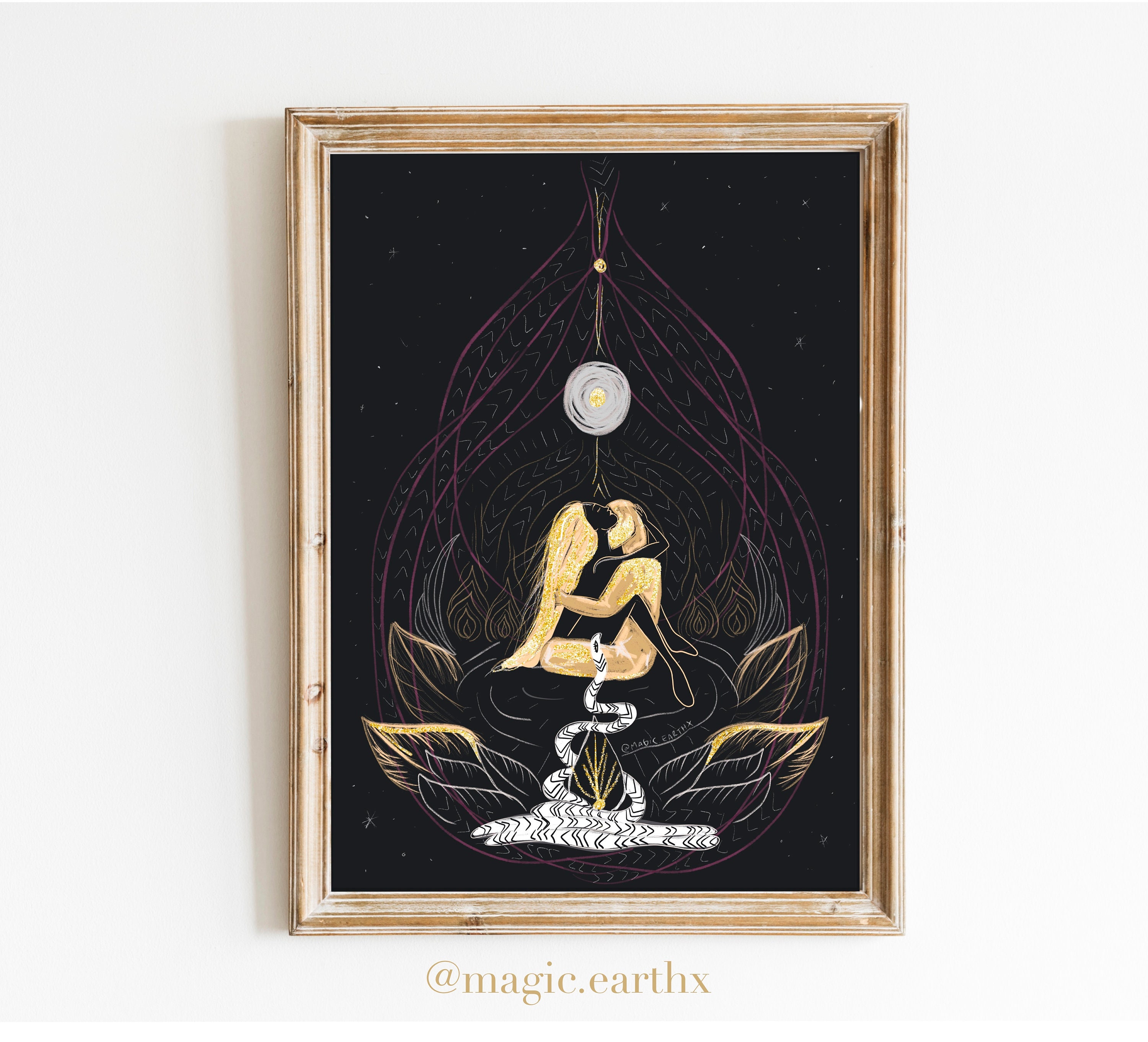 Tantra Art Print, Lovers' Meditation, Spiritual Yoga Decor