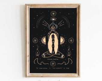 Sun Goddess Fine Art Print – Magic Woman Cosmic Illustration (Digital Download)