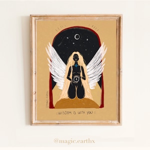 Angel Healing Artwork Self Love Illustration Mother Nature Room Decor Spiritual Art Print Feminine Energy Artwork Goddess Poster Folk Artist