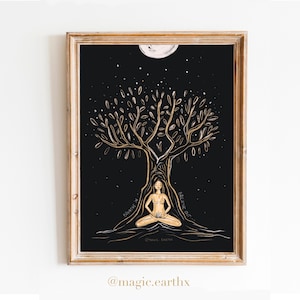 Fantasy Female Tree of Life | Mother Nature | | Gaia Goddess | Magical-Fantasy | Digital Download Printable | yoga wall art | meditation art