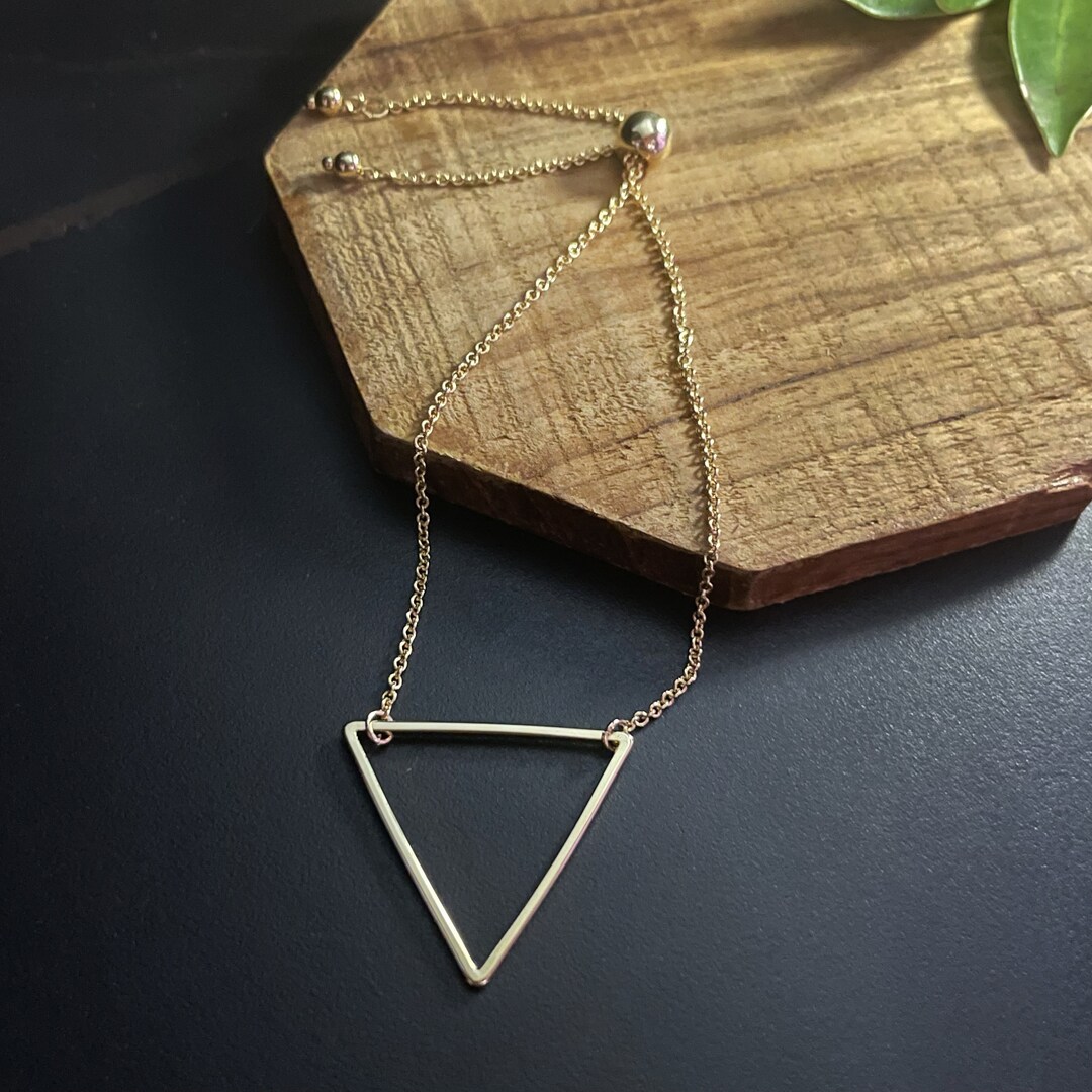 Triangular Gold Bracelets Gold Triangle Frame Chain Bracelet, Geometric Bracelet, Gold Wrist ...